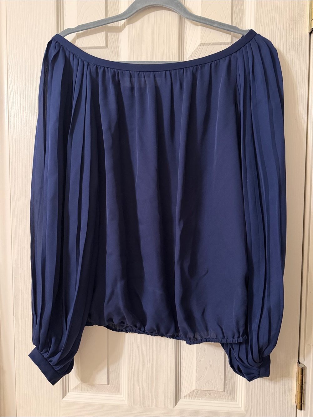 Ramy Brook Pleated Blouse in Navy